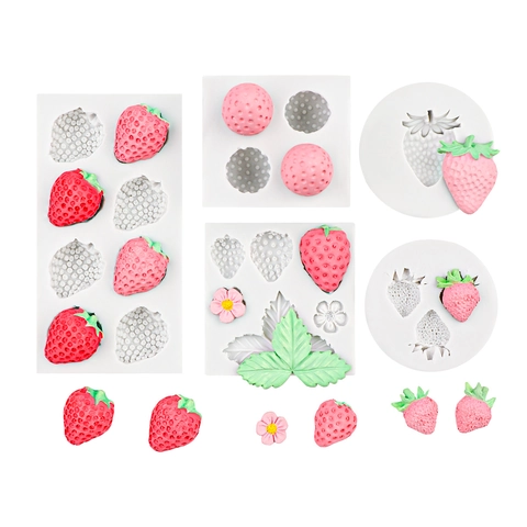 Stampo In Silicone Fragola DIY Forme Di Frutta Foglie Fiori Fondente Cioccolato Decorazione Torta Candela Strumenti Artigianali