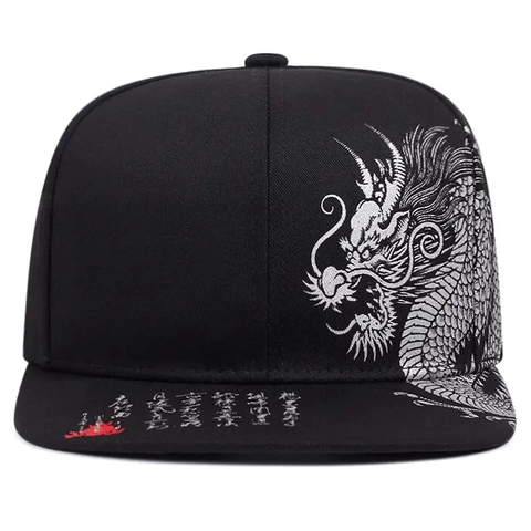 Cappello Da Baseball Con Motivo A Drago Uomo Donna Snapback Tesa Piatta Stile Cinese Poliestere Regolabile Esterno Hip Hop Berretto