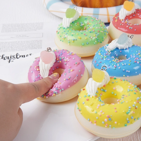 Simulation Donut Schlüsselanhänger PU Weich Slow Rebound Stressabbau Squishy Spielzeug Bunte Streusel Taschenanhänger Geschenk