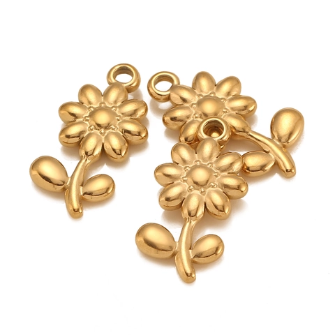 Pendente Fiore Margherita Acciaio Inossidabile 304 Placcato Sottovuoto DIY Charms Gioielli Per Creazione Collane Minimalista