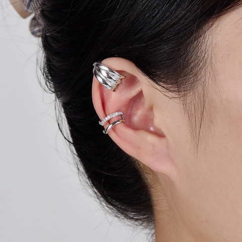 925 Sterling Silber Ohrmanschette Ohne Piercing Geometrische Mehrlagige Kreuz Minimalistische Clip Auf Ohrringe Für Damen