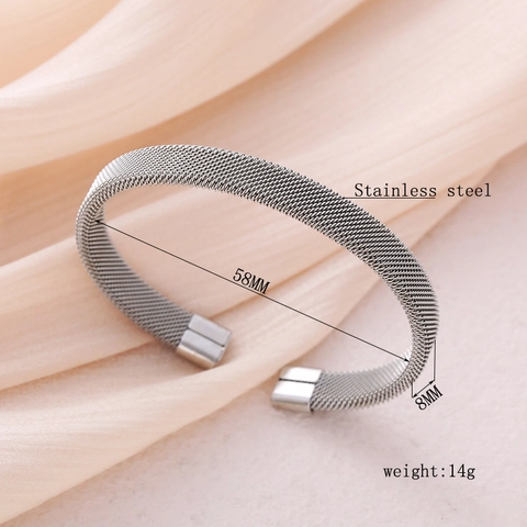 Mesh Cuff Bracelet Stainless Steel Titanium Steel Minimalist Open Bangle Flexible Commute Fashion Jewelry