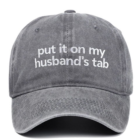 Baseball Cap Put It On My Husbands Tab Embroidery Washed Cotton Vintage Distressed Adjustable Outdoor Sport Hat
