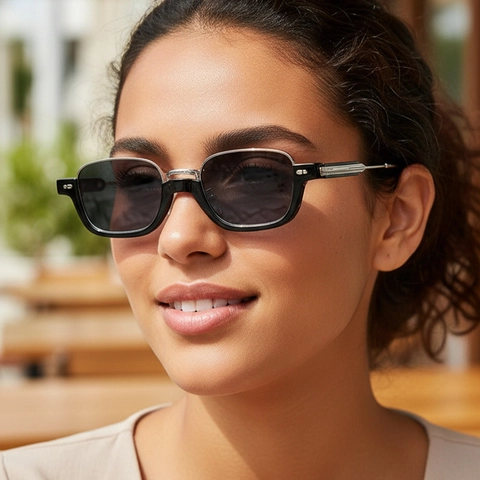 Retro Small Square Sunglasses UV400 Protection Plastic Metal Frame Fashion Eyewear For Men Women Korean Style