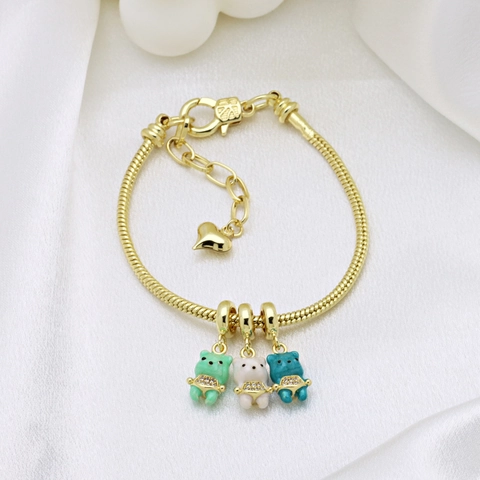 Bracciale Con Ciondolo A Forma Di Orso Carino Rame Placcato Oro Smalto Strass Gioielli Di Moda Per Donne Stile INS