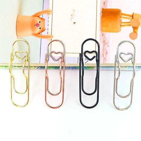 Clip Per Penna In Metallo Graffetta Per Notebook Cancelleria Accessori Elettroplaccati Segnalibri Decorativi A Forma Di Cuore
