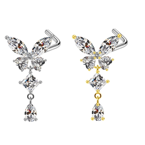 316L Stainless Steel Nose Stud Zirconia Butterfly Heart Cross Body Piercing Jewelry For Women Men Gold Silver Nose Piercing Stud