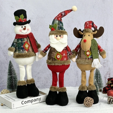 Kerst Staande Pluche Poppen Ornamenten Kerstman Sneeuwman Rendier Lange Benen Feestelijke Tafeldecoratie Voor Thuis