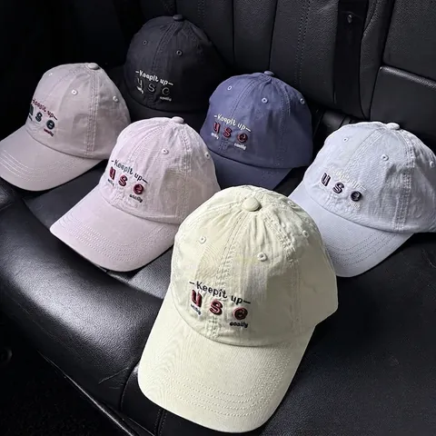 Cappello Da Baseball In Cotone Lavato Con Ricamo Di Lettere Parte Superiore Morbida Parasole Regolabile Per Uomo Donna Stile Casual All'Aperto
