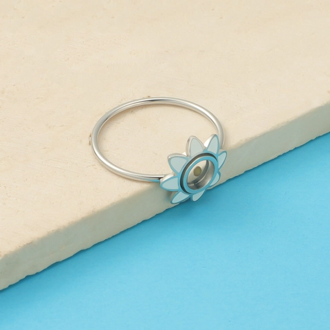 Anillo Semilla De Mostaza Girasol Acero Inoxidable 304 Chapado En Oro 18K Esmalte Minimalista Margarita Joyería Unisex