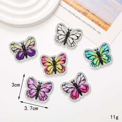 DIY Butterfly Jewelry Accessories Alloy Rhinestone Colorful Butterfly Patches For Phone Case Car Air Vent Shoes Decoration