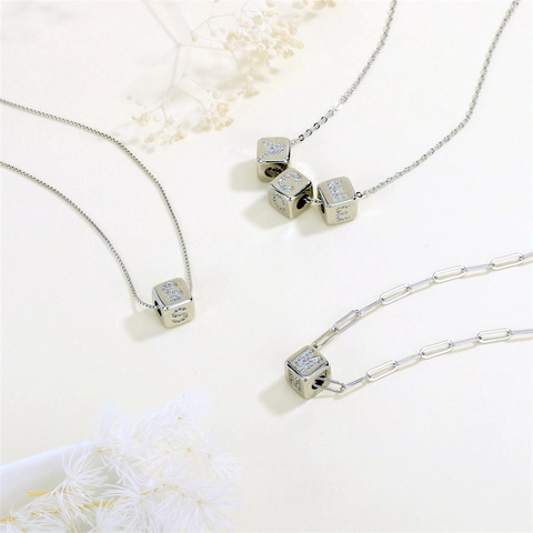 Cube Initial Letter Charms Sparkling Zircon Inlaid Copper Rhodium Plated DIY Jewelry Making Fashion Square Style Women