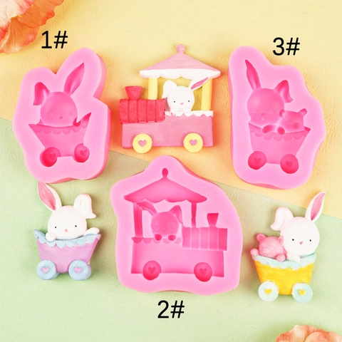 Rabbit Train Heart Car Shape Silicone Mold For DIY Baking Fondant Chocolate Handmade Soap Candle Making Cartoon Cute Decor