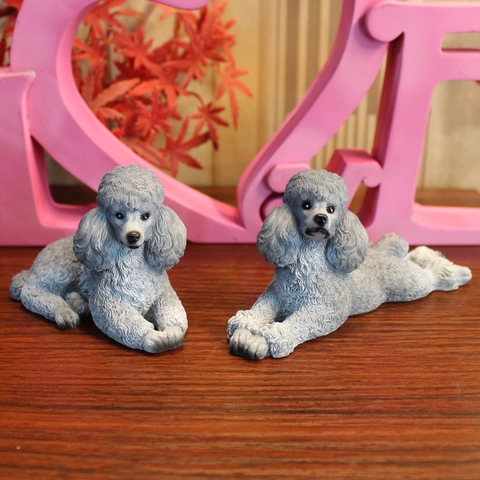 Realistic Resin Poodle Dog Figurine Simulation Teddy Puppy Model For Home Office Car Dashboard Decoration Gift