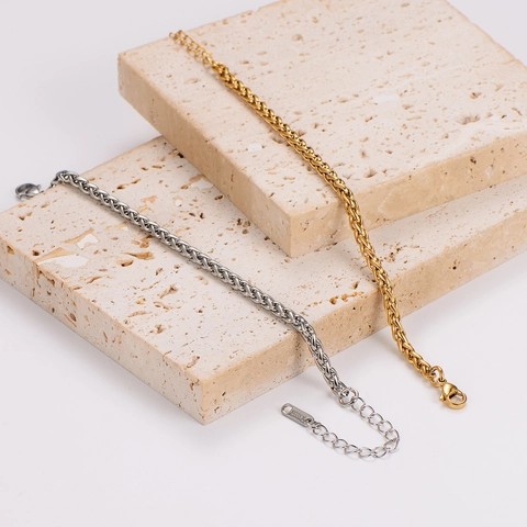 Pulsera De Cadena De Trigo De Acero Inoxydable 304 Minimalista Joyería De Eslabones Spiga Ajustables Para Hombres Y Mujeres