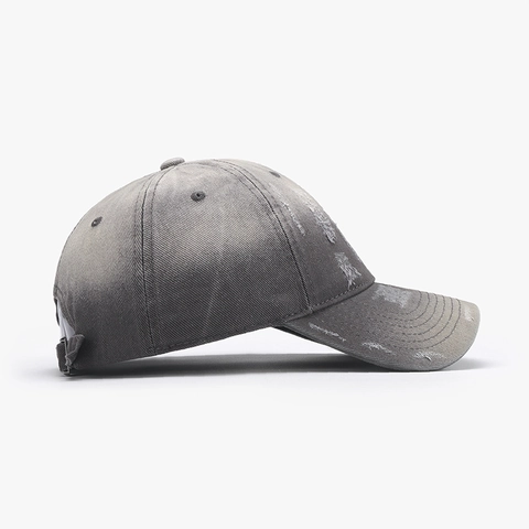 Washed Cotton Baseball Cap Distressed Broken Hole Retro Vintage Adjustable Metal Buckle Outdoor Soft Top Unisex