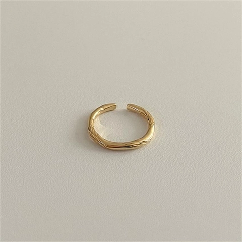 925 Sterling Silver Ring For Women Minimalist Twist Rope Adjustable Open Finger Rings Geometric Elegant Jewelry