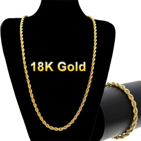 Gold Plated Iron Rope Chain Necklace Twisted Minimalist Hip Hop Style For Men And Women