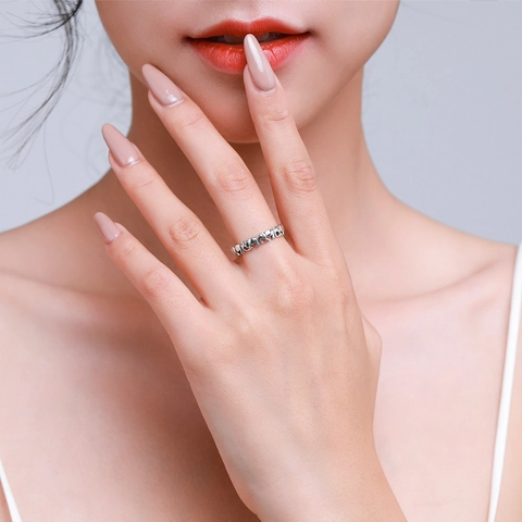 925 Sterlingsilber Elefantenmuster Ring Vintage Hohl Tier Design Bandring Für Damen Retro Feiner Schmuck Geschenk