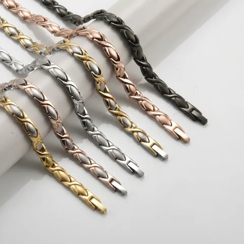 Bracciale Energetico per Magnetoterapia in Acciaio Inossidabile per Uomo Donna Salute Germanio Anione Bracciale a Catena Gioielli