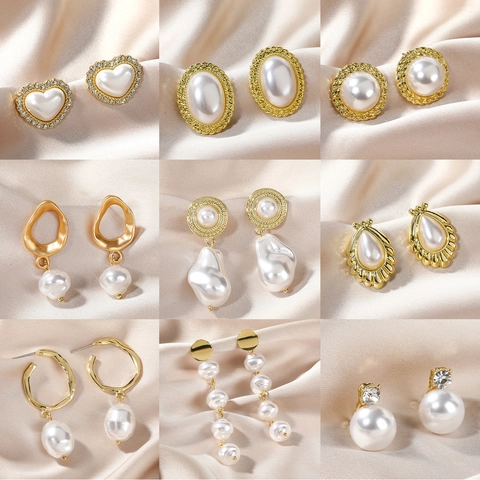 Vintage Kunstperlen Ohrringe Für Damen Legierung Strass Stecker Hänger Schmuck Retro Französischer Stil Elegant