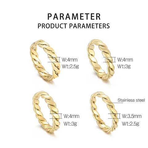 Anello Intrecciato Torsade Minimalista In Acciaio Inossidabile Lucidato Gioielli Di Moda Impilabili Per Donna