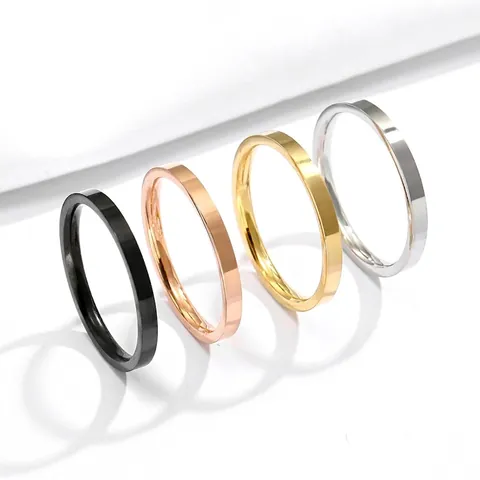 Minimalistische Polierte Titanstahl Bandringe Glatte Ebene Oberfläche Edelstahl Schmuck Für Paare Herren Damen