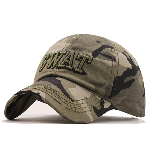 SWAT Bestickt Baseballkappe Reine Baumwolle Camouflage Taktisch Outdoor Sonnenhut Distressed Worn Style Verstellbar