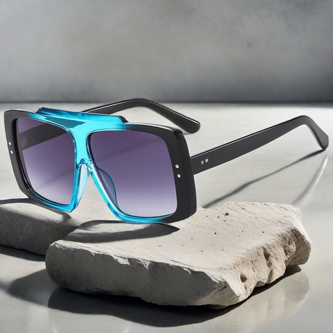 Square Oversized Sunglasses PC Frame AC Lens UV400 Protection Vintage Fashion Rivet Decorative Travel Casual Unisex