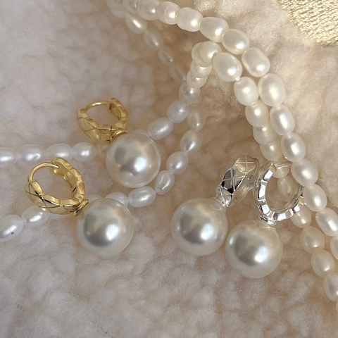 Orecchini Con Künstliche Perle Vintage Con Perno In Argento Sterling 925 Metallo Trapuntato Stile Francese Elegante Donna