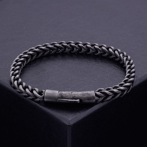 Mens 316L Edelstahl Armband Retro Weizenkette Hip Hop Punk Titan Stahl Metallischer Schmuck