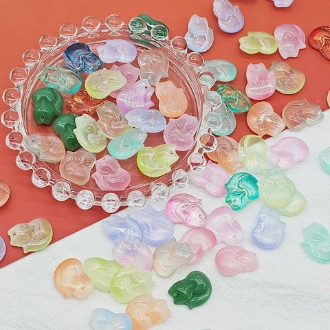 Small Fox Shape Glass Pendants For DIY Jewelry Making Accessories Handmade Ancient Style Multicolored Animal Charms