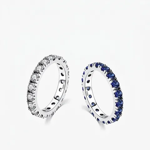 Eternity Ring Für Damen 925 Sterling Silber Full Circle Micro Pave Zirkonia Stapelbares Band Schmuck Elegant