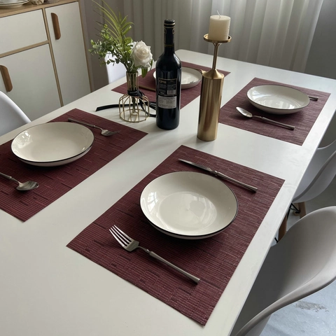 Woven Placemats PVC Heat Resistant Non-Slip Washable Table Mats For Dining Room Kitchen Decor Rectangular