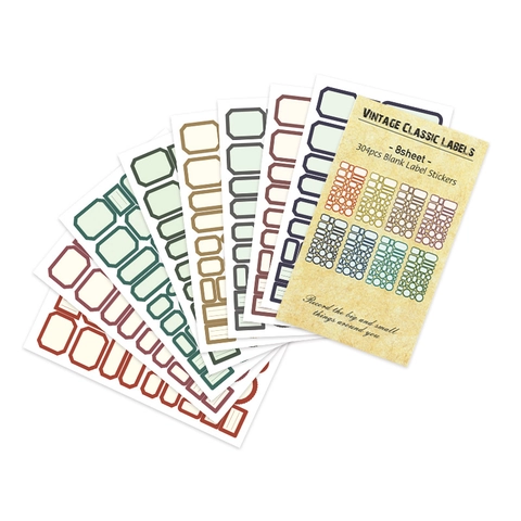 Vintage Classic Blank Label Stickers For Planner Bullet Journal Matte Writing Paper Adhesive Decorative Border Stationery Stickers DIY Scrapbooking