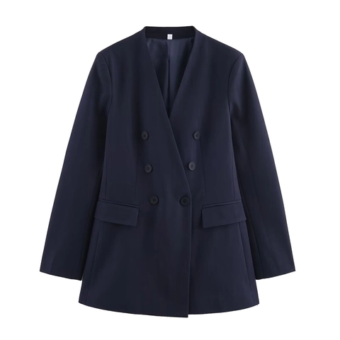 Dames Zakelijke Blazer En Broek Outfit Double Breasted Effen Kleur Polyester Kantoor Elegant Streetwear Kleding