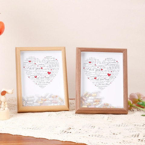 Marco De Fotos MDF Madera Forma Corazón Multi Idioma Te Amo Decoración Escritorio Regalo San Valentín