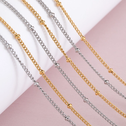 Base De Collier Chaîne À Billes En Acier Inoxydable Avec Fermoir Mousqueton Et Chaîne D Extension Pour Création De Bijoux DIY