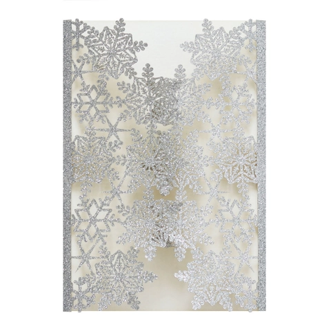 Laser Cut Snowflake Wedding Invitation Card Glitter Pearlescent Paper Greeting Card Hollow Out Invitations Cover For Christmas Party Supplies