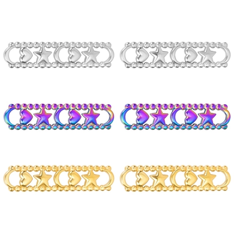 Pendant Connector Stainless Steel Heart Star Moon Beaded Border Hollow Bar For DIY Jewelry Making Accessories