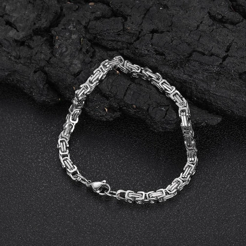 Pulsera De Cadena Bizantina Acero Inoxidable Estilo Hip Hop Punk Joyería Accesorio Para Hombres Mujeres