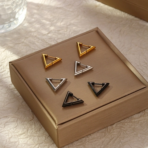 Dreieck Huggie Creolen Edelstahl Geometrische V-Form Poliert Punk Stil Minimalistischer Schmuck Für Herren Damen