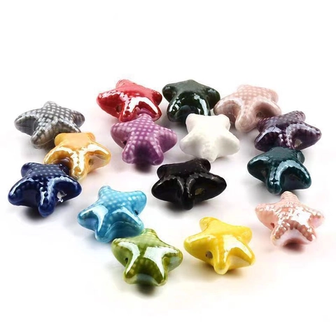 Starfish Ceramic Beads Glazed Star Shape Colorful Polka Dot Pattern DIY Jewelry Making Necklace Bracelet Craft Accessories