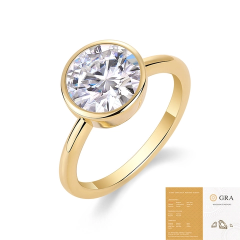 925 Sterlingsilber Moissanit Ring Für Damen 18K Vergoldet Smaragdschliff Rund Brillant Schmuck Hochzeit Verlobung Geschenk