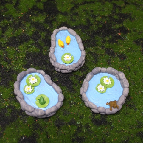 Miniature Resin Pond Ornaments Frog Turtle Duck Lotus For Succulent Garden Micro Landscape Pastoral Mini Decor
