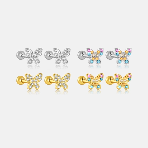 Schmetterling Ohrstecker Mit 925 Sterling Silber Ohrringpfosten Zirkonia Minimalistischer Modeschmuck Für Damen