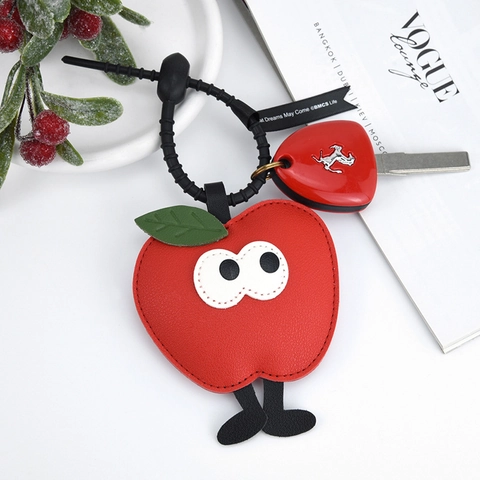 Porte-Clés De Noël En Cuir Dessin Animé Pomme Étoile Arbre Chaussette Ornement PU Charme De Sac Cadeau Festif