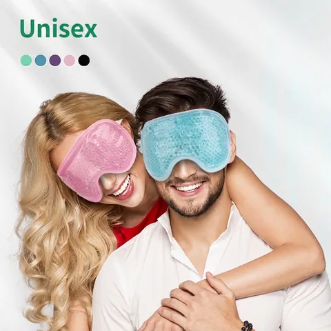 Gel Beads Eye Mask For Hot Cold Compress Cooling Soothing Plush Backing Adjustable Strap Sleep Travel Eye Care