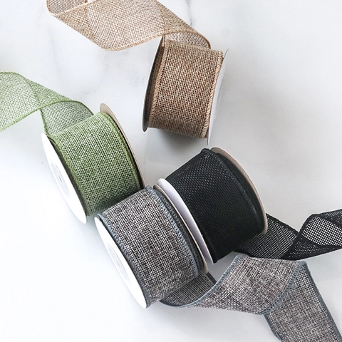 Faux Burlap Ribbon Wired Edge Multi Color For DIY Crafts Gift Wrapping Wedding Party Holiday Home Decoration