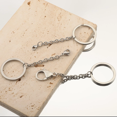 Anillo Partido De Llavero De Acero Inoxidable Con Cierre De Langosta Accesorios De Joyería DIY Conector De Llavero De Metal Pulido